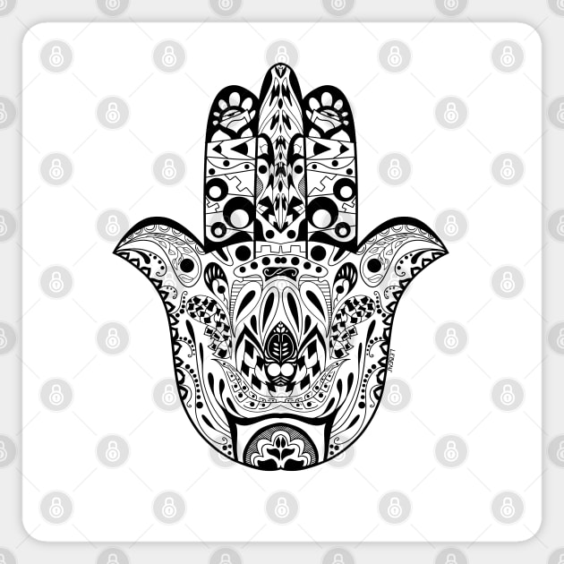 Buddha hand in mandala floral pattern ecopop art Sticker by jorge_lebeau